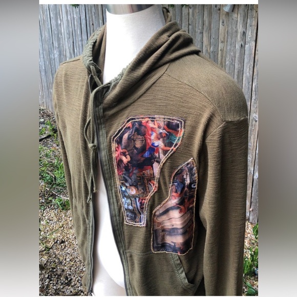 1 of 1 green Hoodie Cathedral print motif chain Large - Picture 10 of 12